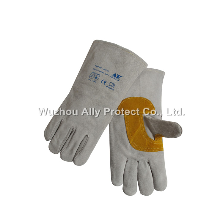 AP-2201 Gray Palm Patched Welding Gloves